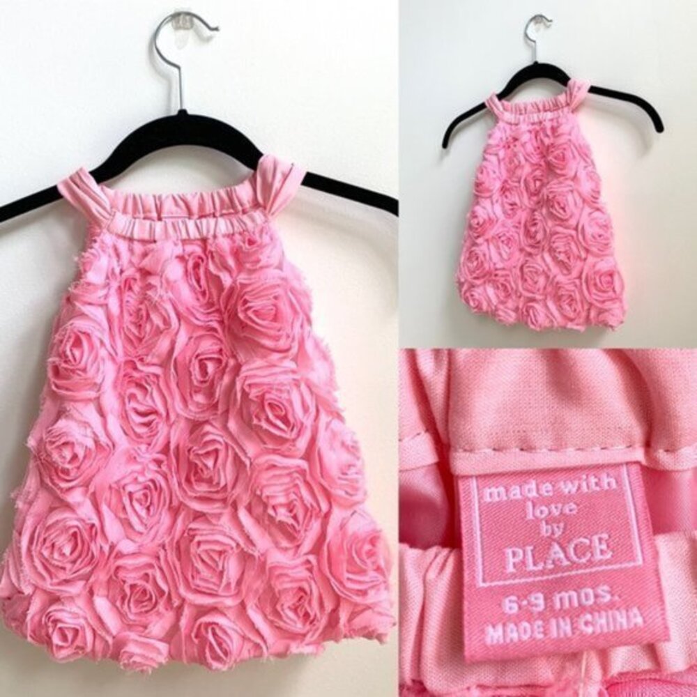 CHILDREN'S PLACE RARE Pink Roses Dress Sz 6-9 Months